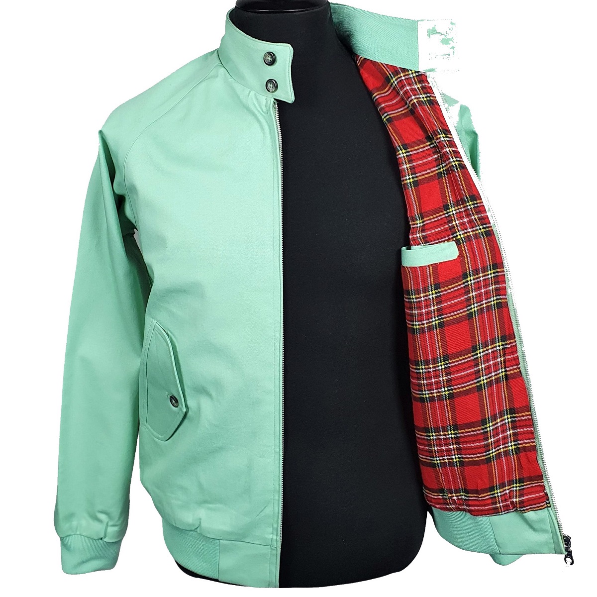 Real Hoxton Raglan Sleeve Harrington Jacket Mint Green Adaptor Clothing